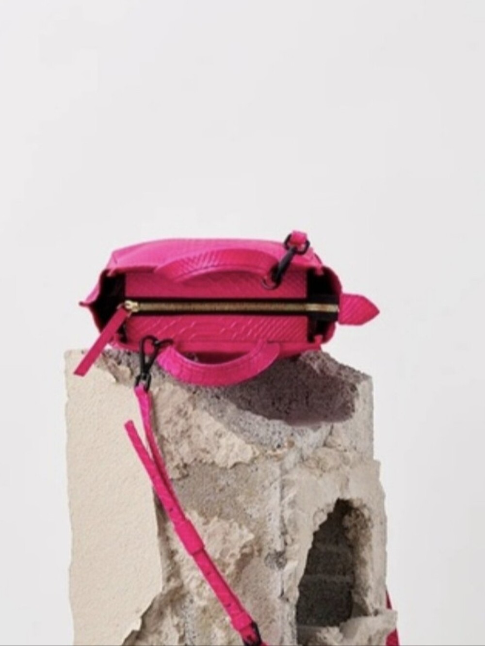 Vibrant Pink Leather Python Textured Mini Tote Bag - Picture 3 of 7
